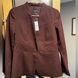 Ann Taylor Wine Blazer Structured Suit Jacket and Pants